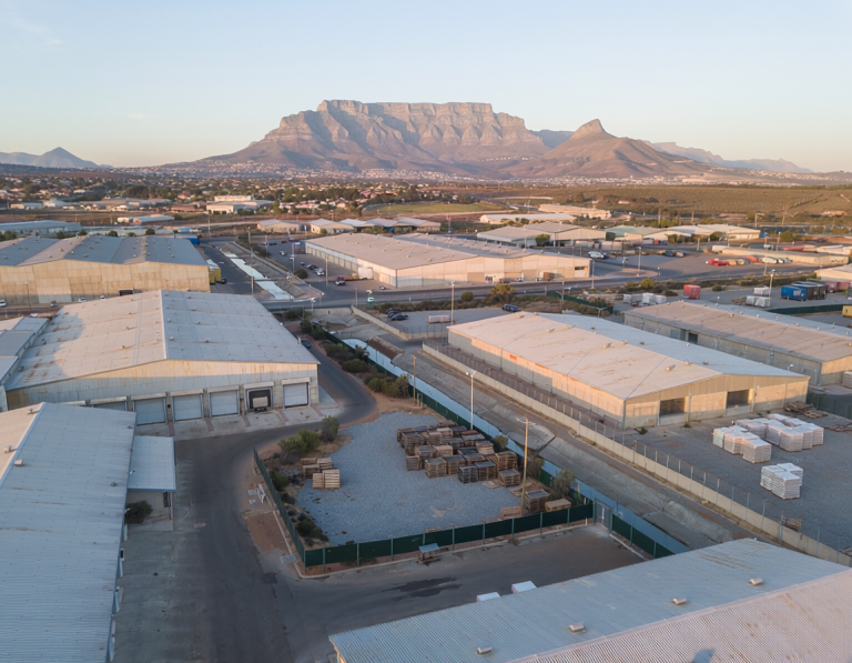 Aerial view of a South African industrial complex showing grounds and drainage — environmental compliance obligations under NEMA